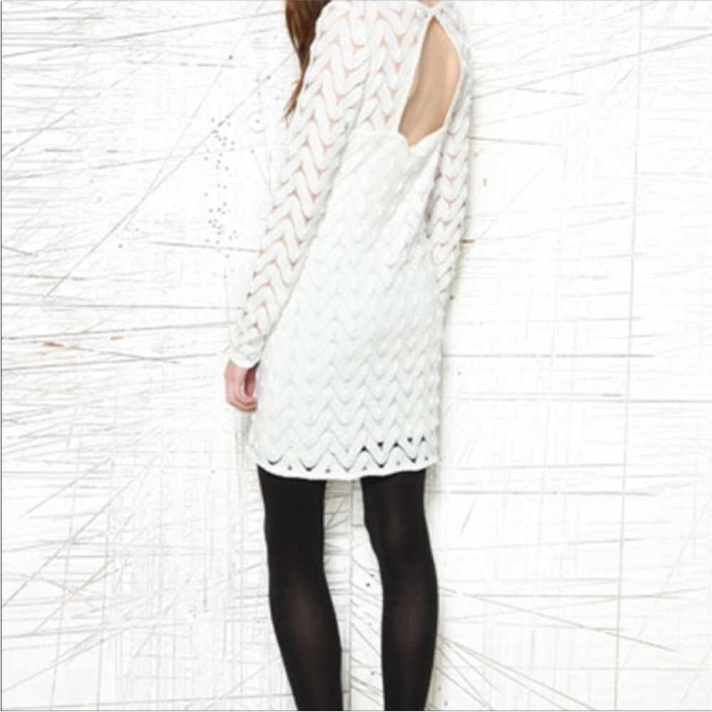 Free People Wild Thing Zig Zag Crochet Keyhole Mini Dress in creamy white - Picture 6 of 7